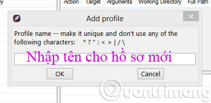 Nhập tên cho hồ sơ mới Nhập tên cho hồ sơ mới