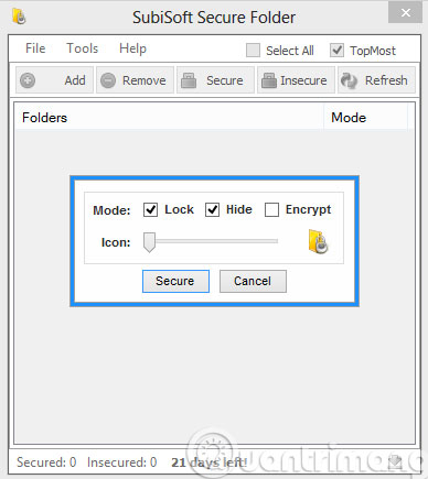 Các tùy chọn bảo vệ thư mục