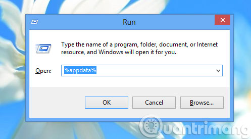Nhập %appdata% vào Run