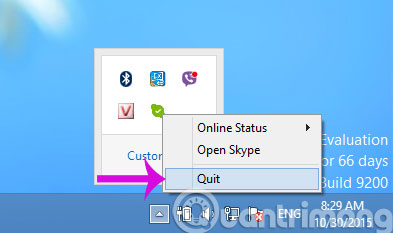 Click chuột phải chọn Quit