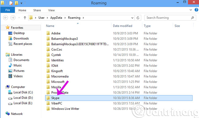 Chọn thư mục Skype