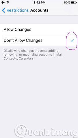 Vô hiệu hóa chức năng thay đổi tài khoản iCloud trên iOS