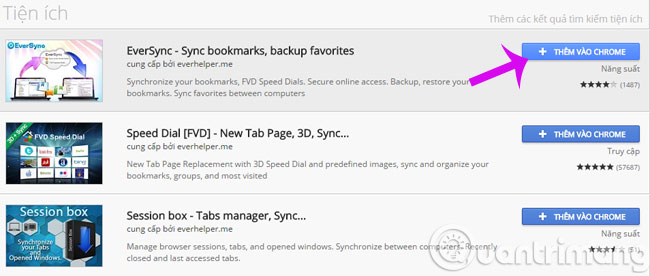 Cài tiện ích EverSync cho Chrome