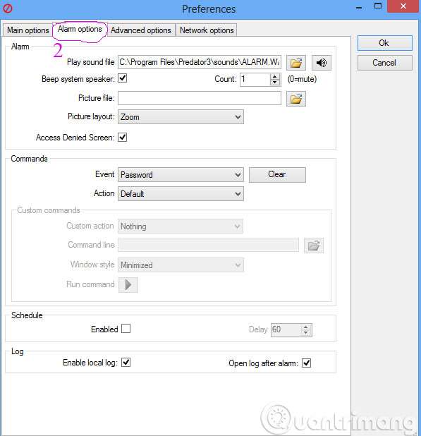 Các tùy chọn âm thanh báo động truy cập trái phép Các tùy chọn âm thanh báo động truy cập trái phép