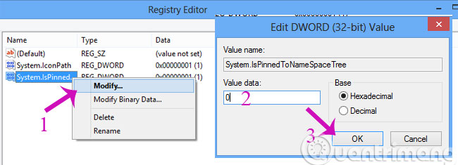 Đổi giá trị Value data về 0 Đổi giá trị Value data về 0