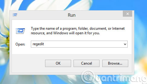 Gõ lệnh regedit vào hộp thoại Run Gõ lệnh regedit vào hộp thoại Run