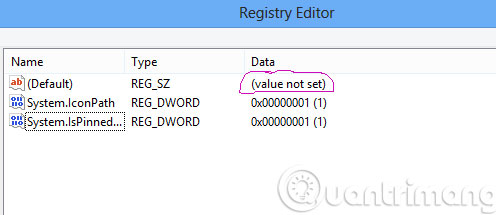 Cột Data của khóa Default Cột Data của khóa Default