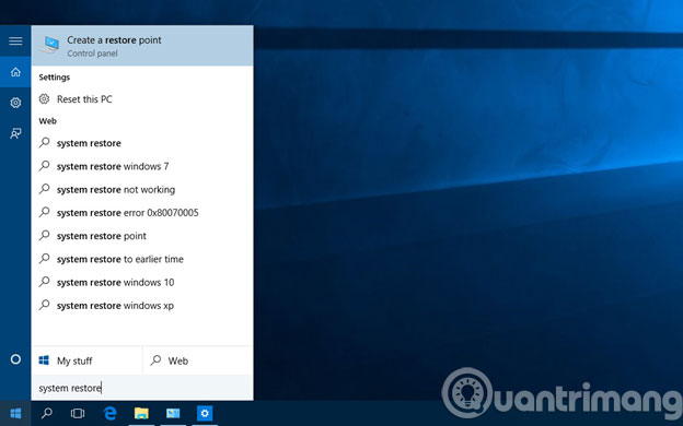 Mở System Restore Mở System Restore