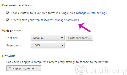 Manage passwords Manage passwords