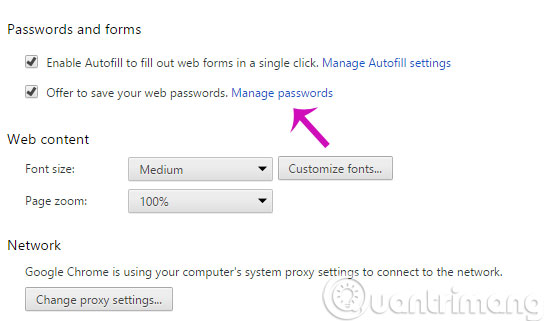 Manage passwords Manage passwords