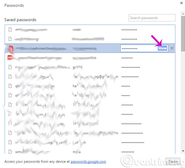 Nhấn Show để xem mật khẩu Nhấn Show để xem mật khẩu