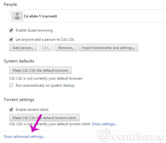 Show advanced settings... Show advanced settings...