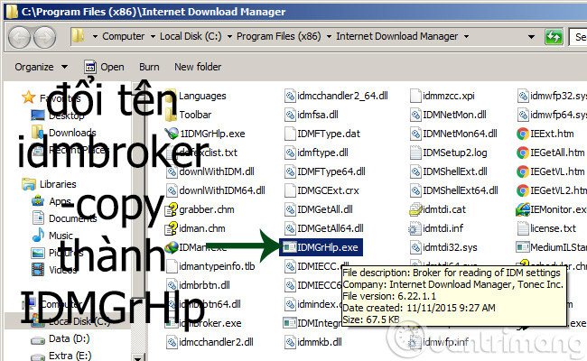 Đổi lại file idmBroker - Copy thành IDMGrHlp