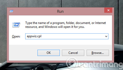Nhập appwiz.cpl vào hộp thoại Run