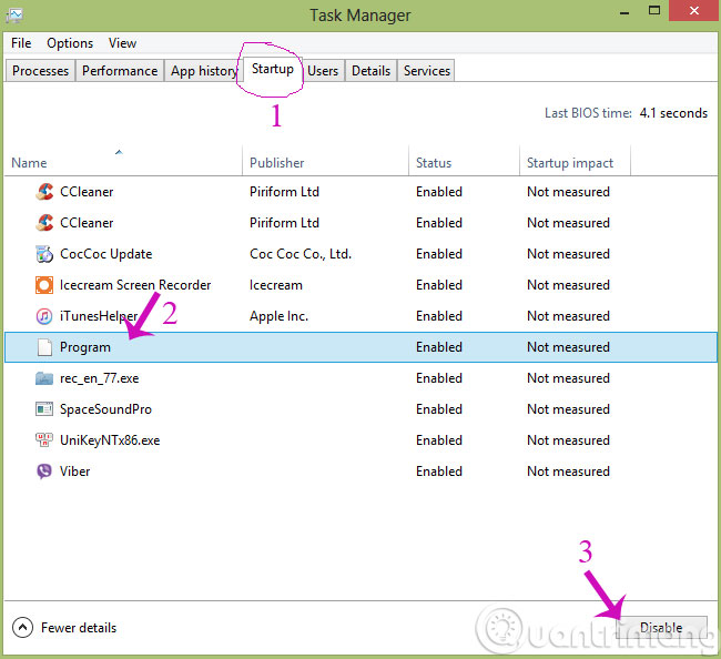 Nhấn Disable Nhấn Disable