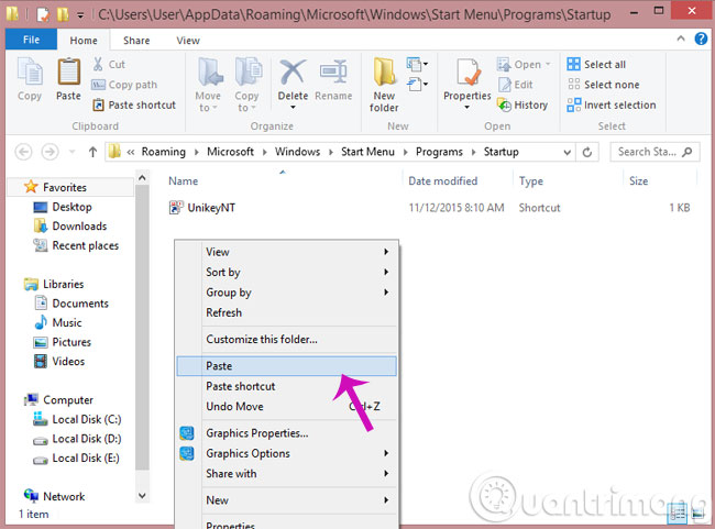 Paste ứng dụng vào thư mục Startup Paste ứng dụng vào thư mục Startup