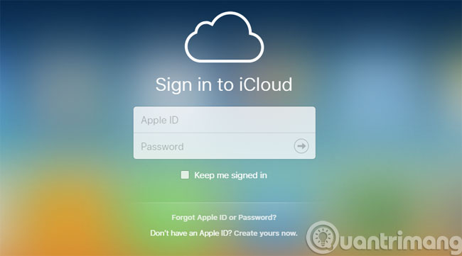 Màn hình đăng nhập iCloud Màn hình đăng nhập iCloud