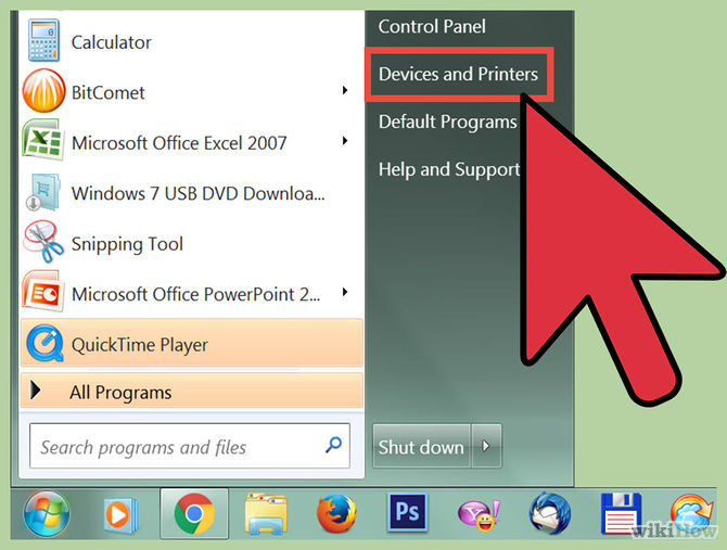 Chọn Devices and Printers