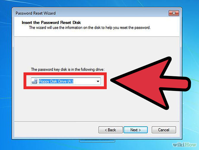 Lựa sắm tùy sắm “Password reset key disk” và sắm “Next”.