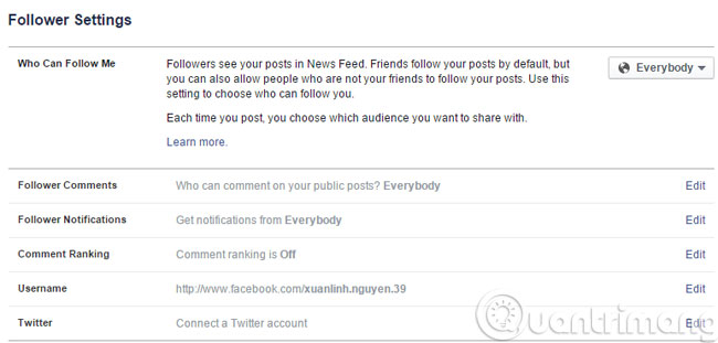 Tắt chức năng theo dõi