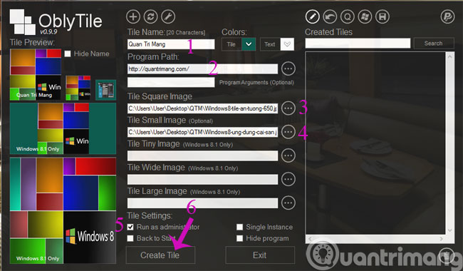 Tạo Tile truy cập nhanh 1 trang web