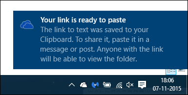 thông báo cho bạn biết rằng một liên kết đã được chuẩn bị. thông báo xuất hiện