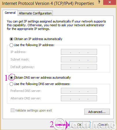 Obtain DNS server address automatically Obtain DNS server address automatically