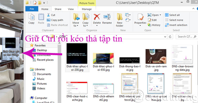 Kéo thả để sao chép tập tin