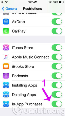 Cách chặn mua ứng dụng trên App Store