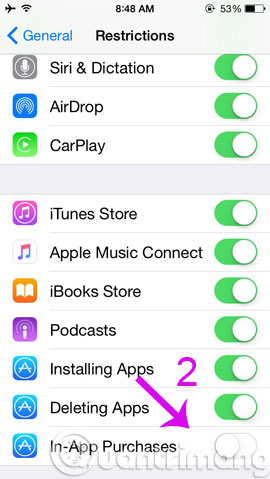 Cách chặn mua ứng dụng trên App Store