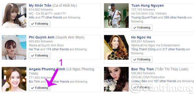 Bỏ Following