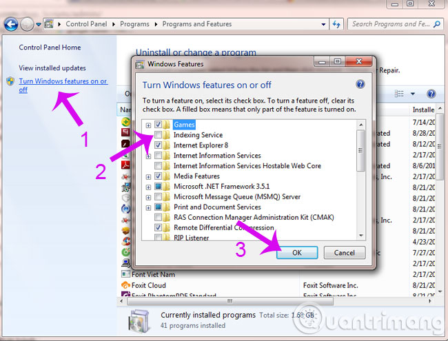 Turn Windows features on or off Turn Windows features on or off