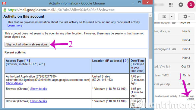 Đăng xuất tài khoản từ xa