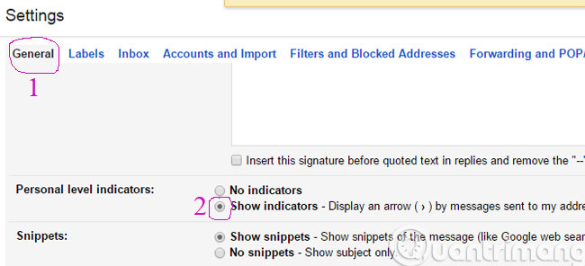 Tick chọn ô Show indicators