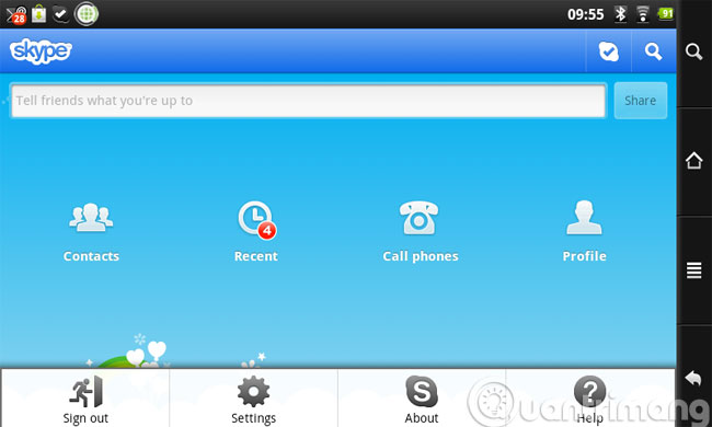 Giao diện Skype trên Android Giao diện Skype trên Android