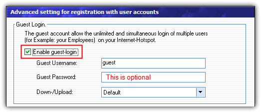 Đánh dấu vào "Enable guest-login"