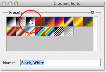 Sau khi mở hộp thoại Gradient Editor, chọn màu như phần khoanh tròn trong hình dưới đây.