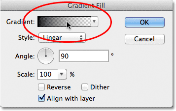 Click vào thanh Gradient nằm phía trên cùng hộp thoại để chỉnh sửa màu.