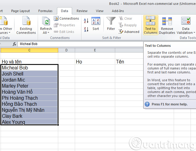 2 cách tách cột Họ và Tên trong Excel - Ảnh minh hoạ 13