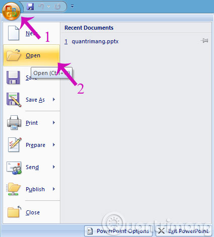 Chọn Open Chọn Open
