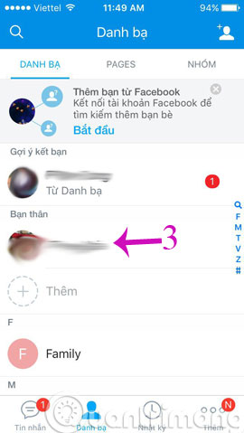 Thêm bạn vào mục Bạn thân