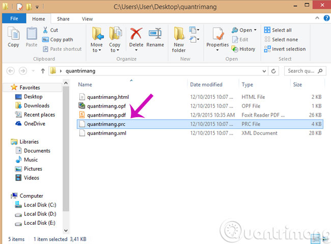 Mở thư mục chứa file PRC Mở thư mục chứa file PRC