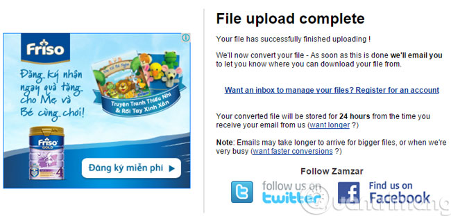 Thông báo khi quá trình chuyển đổi kết thúc Thông báo khi quá trình chuyển đổi kết thúc