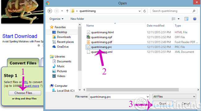 Chọn tập tin PRC cần chuyển đổi Chọn tập tin PRC cần chuyển đổi