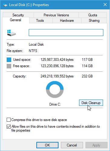 Chọn Disk Cleanup