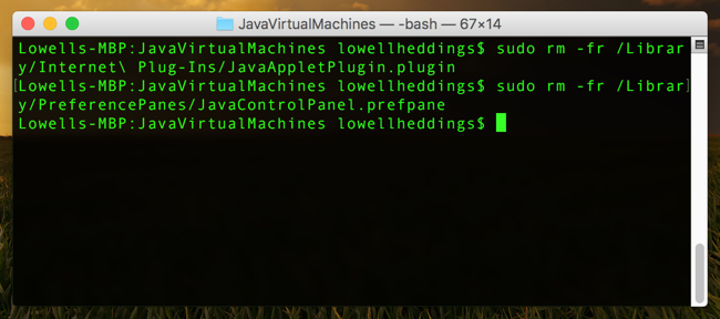 Gỡ java runtime