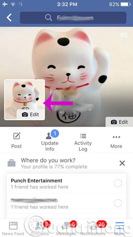 Click vào ảnh đại diện