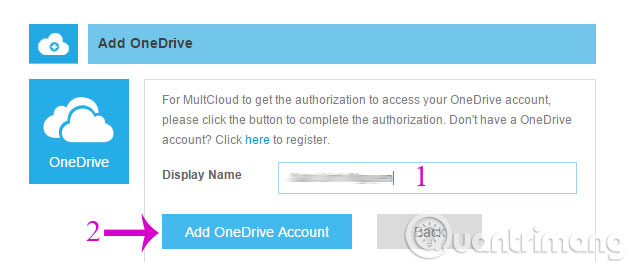Thêm tài khoản OneDrive vào MultCloud