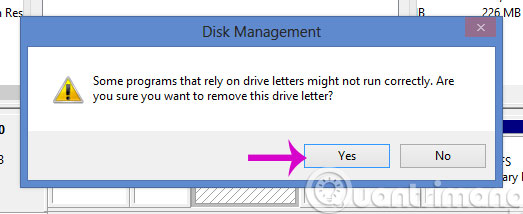Bấm Yes trong hộp thoại cảnh báo