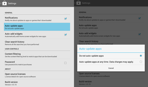 Tắt update ứng dụng